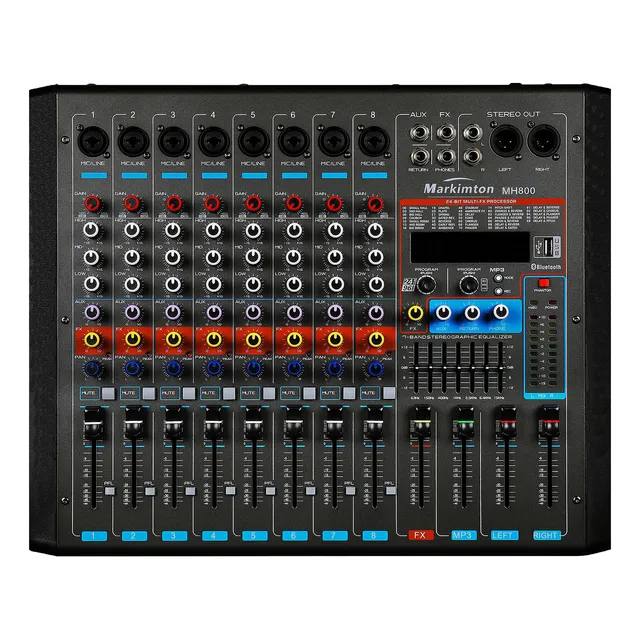 Mezcladora Amplificada Markimton 8 Canales 2*380w 99 Efectos