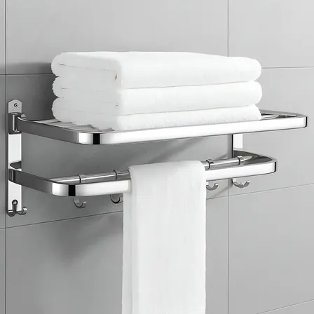 Toalheiro Duplo Aço Inox Banheiro Moderno Porta Toalhas Cromado