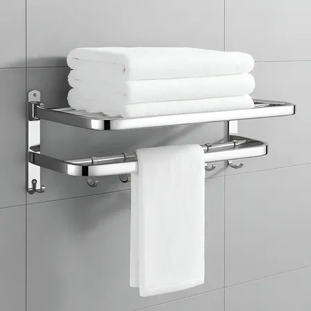 Toalheiro Duplo Aço Inox Banheiro Moderno Porta Toalhas Cromado