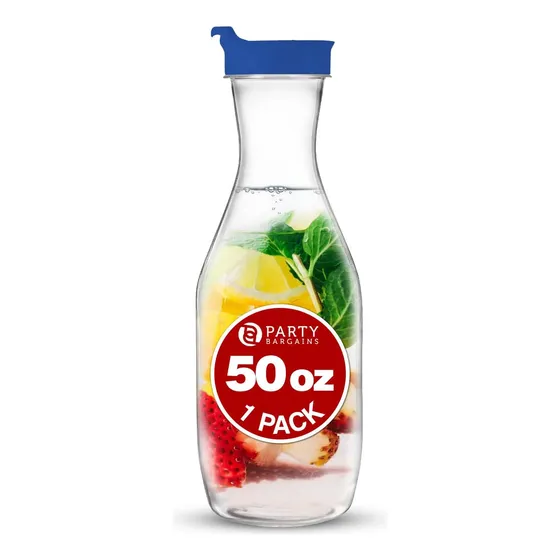 Jarra De Plástico 50 Oz Transparente Con Tapa Azul