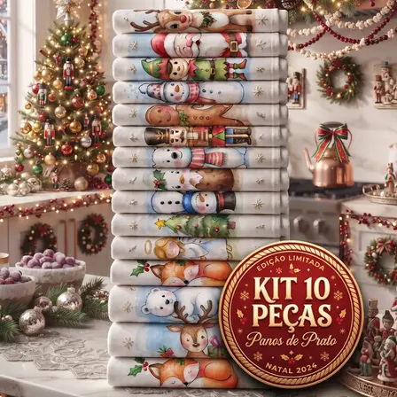 Kit 10 Pano De Prato Estampado 100% Algodão
