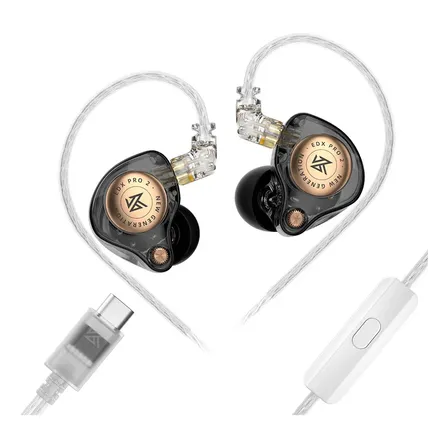 Fone Kz Edx Pro 2 In Ear Com Fio Com Microfone Black Type-c Mic