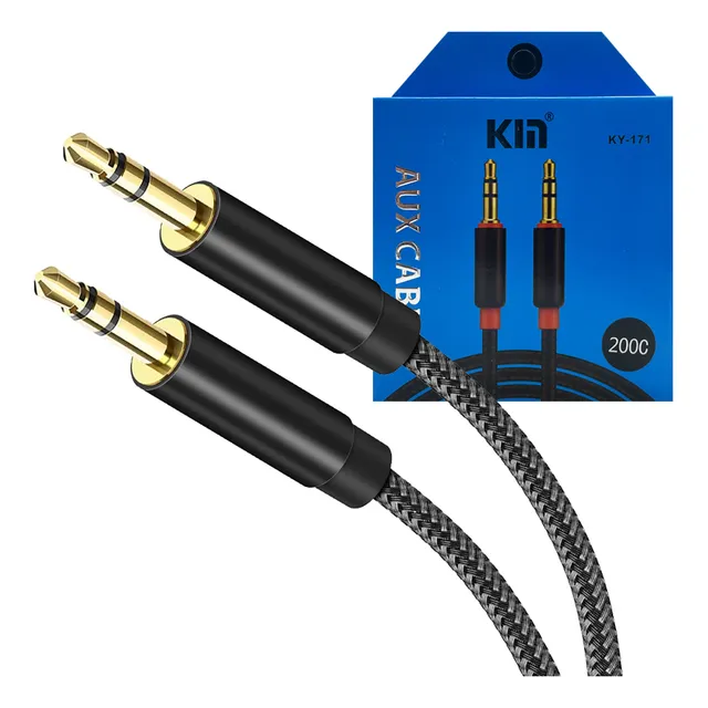 Cable De Audio Auxiliar Trenzado 3.5 Mm 2 Metros Marca Cellbox