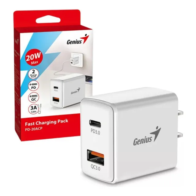 Cargador Genius Pd-20ac 20w Blanco