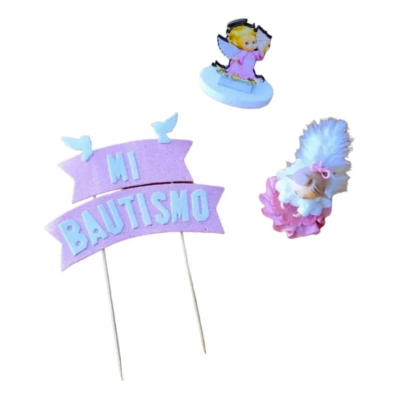Set Adornos  Torta De Bautismo 