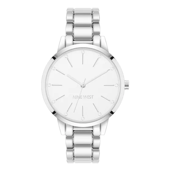 Reloj Pulsera Mujer Con Cristales Plata Marca Nine West