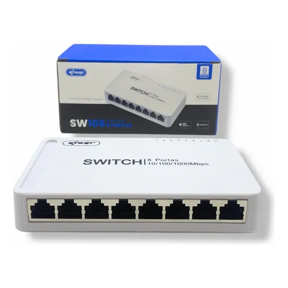 Switch Gigabit 8 Portas 1000 Mbps Para Rede Internet Hub