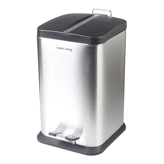 Papelera Basurero Metálico Cuadrado C/ Pedal 12l Moderno