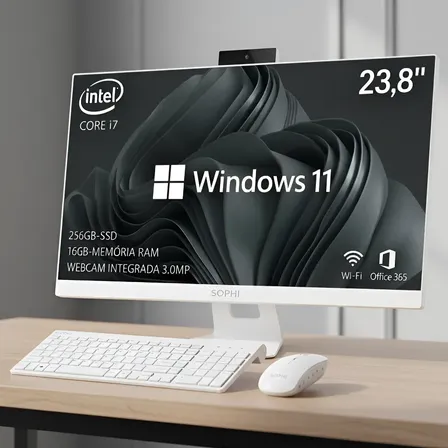Computador All In One I7 16gb Ssd 256gb 23.8 Windows 11 Wifi Branco 127/220v