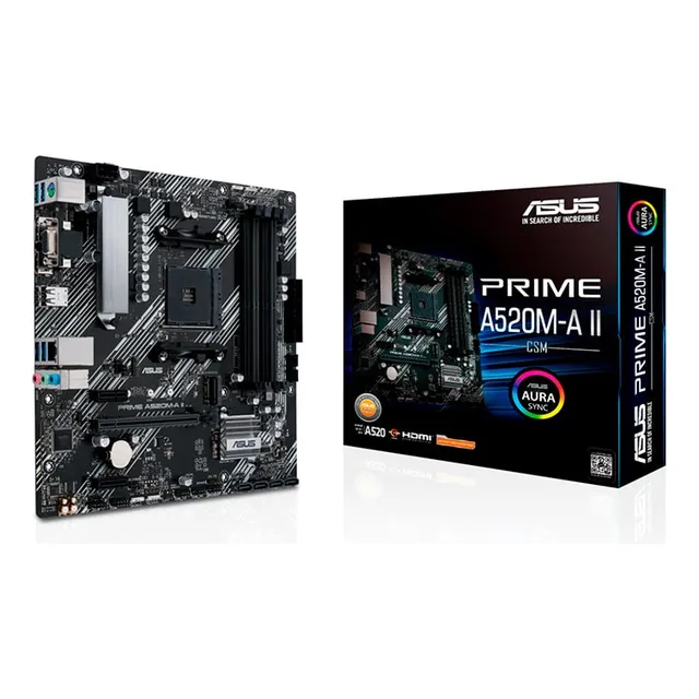 Mother Board Asus Prime A520m-a Ii/csm Ddr4 Am4 Hdmi Vga Dp Color Negro