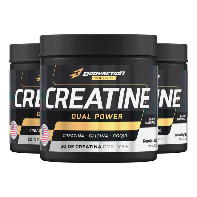 Kit 450g Creatina Monohidratada Dual Power Bodyaction Sabor Sem Sabor Kit 450g Creatina Monohidratada Dual Power Bodyaction Sabor Sem Sabor
