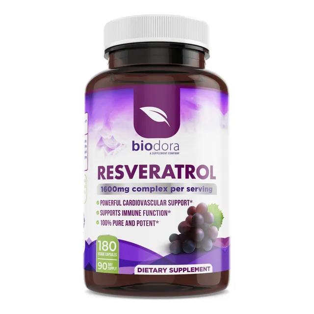 Suplemento de resveratrol Biodora 1600 mg con té verde 180 cápsulas