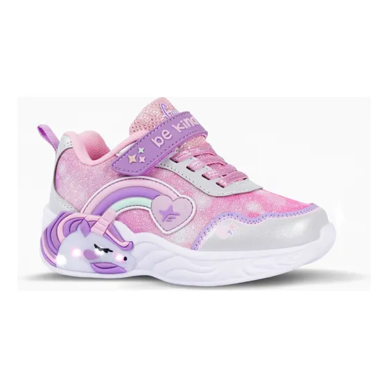 Zapatillas Love Plateada Con Luz Al Pisar Footy Kids Niños