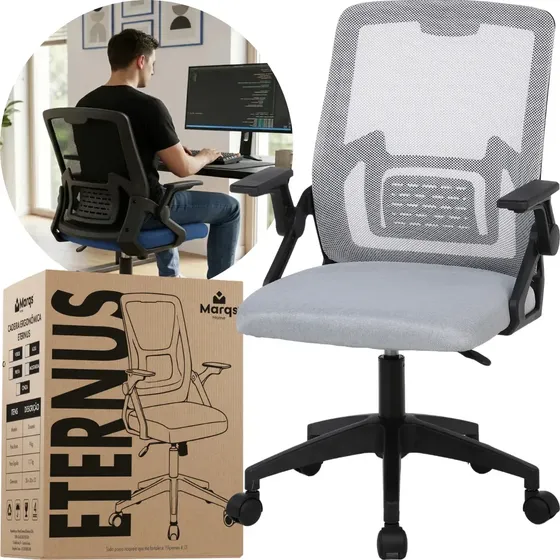 Cadeira De Escritorio Ergonomica Nr17 Ethernus Marqs Home Giratoria Resistente Reforçada 180kg Confortavel Reuniao Cinza