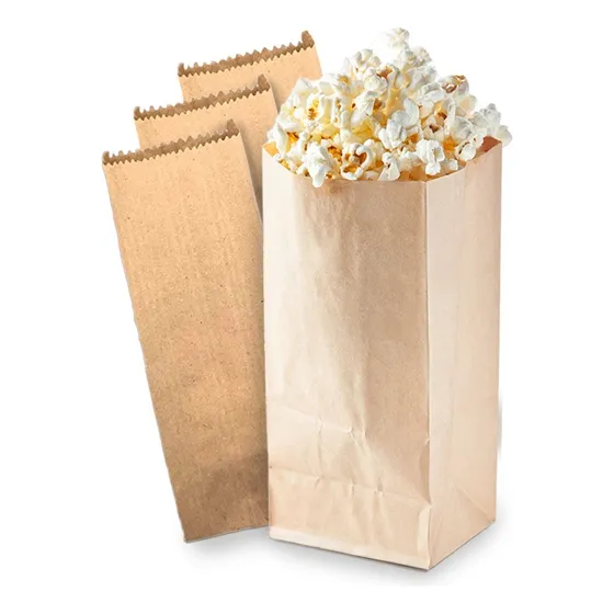 Saco De Papel Kraft Pardo Mix Para Pipoca 2kg Com 500un