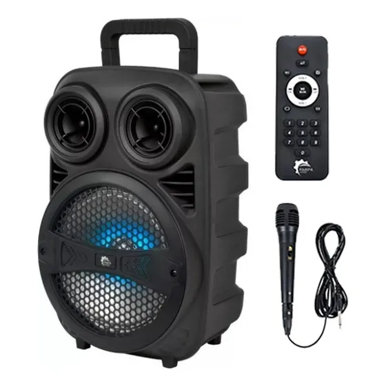 Parlante Karaoke Bluetooth Pampa + Microfono+ Control Remoto Color Negro