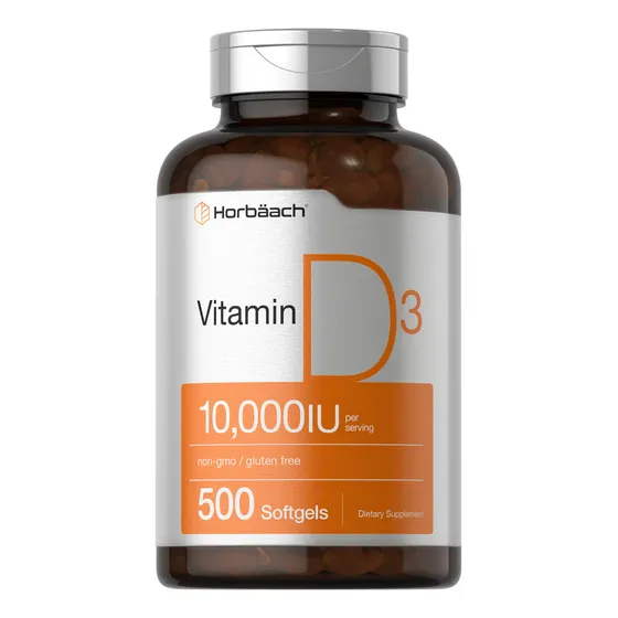 Suplemento Horbäach De Vitamina D3, 10000 Ui, 500 Cápsulas B