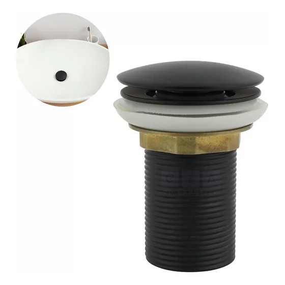 Válvula Click Metal Preta Para Banheiros E Lavabos 1.1/4 Cor Preto