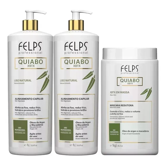 Kit Felps Progressiva Quiabo 2x1l + Redutor De Volume 1kg