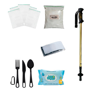 Kit Ziplock + Cal + Talher + Manta + Lenço + Bastão Kit Ziplock + Cal + Talher + Manta + Lenço + Bastão