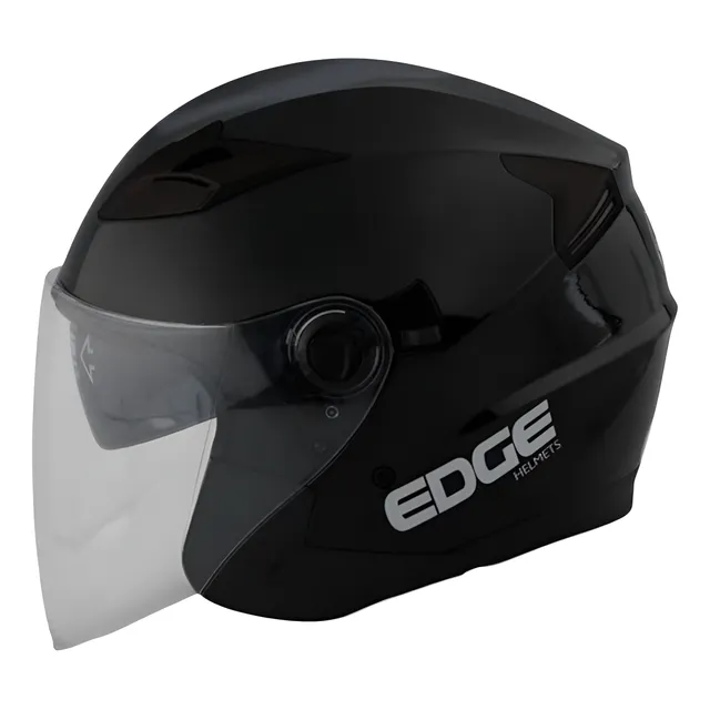 Casco De Moto Edge Semi-integral Negro Doble Visor Brillante