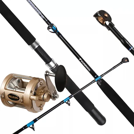 Combo Tiburón Variada Pesada Kunnan 2.1 M Reel Velocidad Mar Color Negro