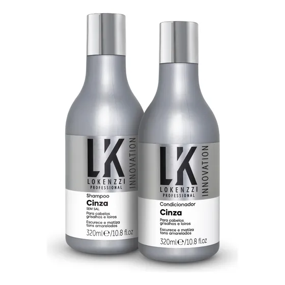 Kit Lokenzzi Cinza Shampoo E Condicionador Matizador 320ml