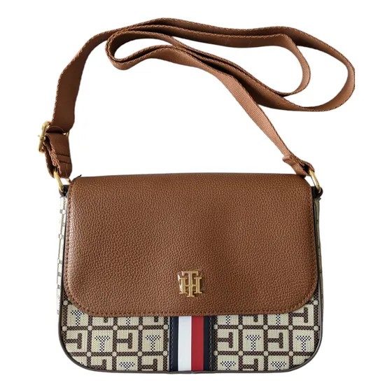 Bolsa Crossbody Tommy Hilfiger Desconocido Color Beige Con Marrón