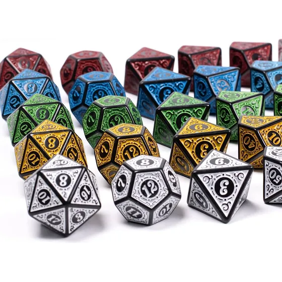 Set Dado Rol Profesional Poliedrico D4 D6..d20 Wiz Dice 23mm