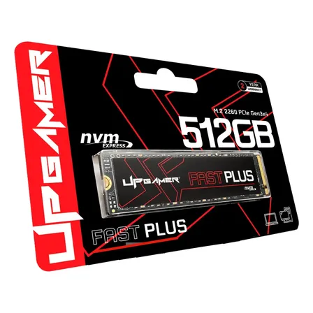 SSD Interno 512GB M.2 2280 NVMe PCIe Gen3x4 Leitura até 3000MB/s Gravação até 1900MB/s Fast Plus UP3000 - UP Gamer