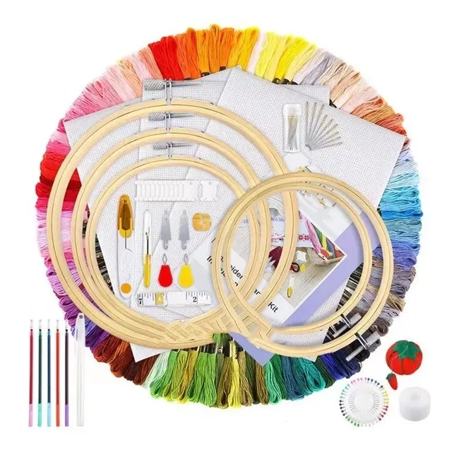 Set De Agujas Mágica Bordado + Kit De Hilos De Bordar