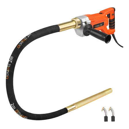 Goxawee® Vibrador Eléctrico Con 2m Chicote Para Concreto 1600w 13000 Vpm Herramienta De Vibración De Construcción, Columnas De Hormigón, Carreteras, Vallas Y Trabajos De Ingeniería Personal