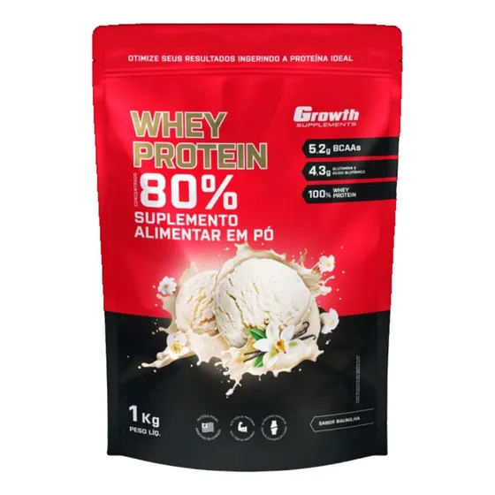 Whey Protein 80% Concentrado 1kg - Growth Supplements 