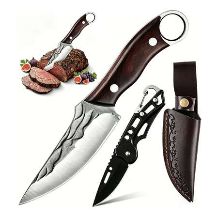 Kit Facas Para Churrasco 2 Facas Inox Cozinha Corte De Carne Chocolate