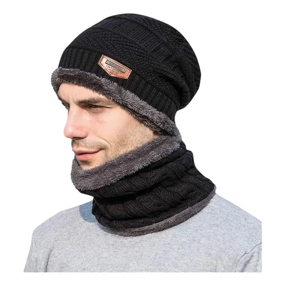 Gorro Invierno De Lana Con Interior De Chiporro + Cuello