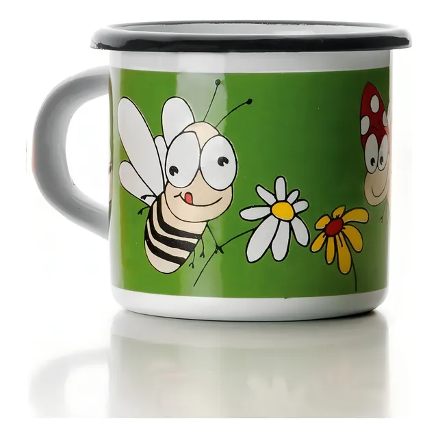 Taza O Pocillo De Peltre Decorado De 8 Cm Verde Marca Ibili