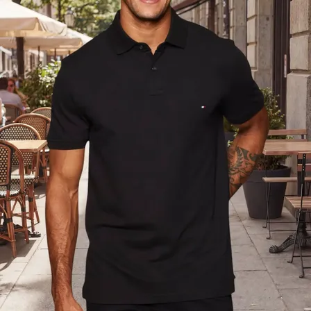 Camisa Tommy Hilfiger Masculino Curta Im 1985 Regular Polo Black N/a M Bordado
