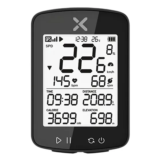 Xoss g2 plus ciclocomputador gps velocímetro com bluetooth 5 conexão com strava e ant+ mtb a prova d'água cor preto