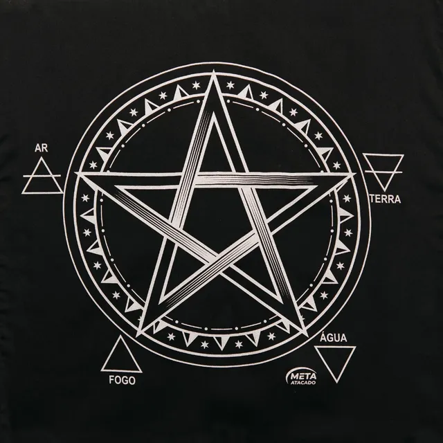 Toalha Pentagrama Preta 70cm Para Altar E Leitura De Oráculo