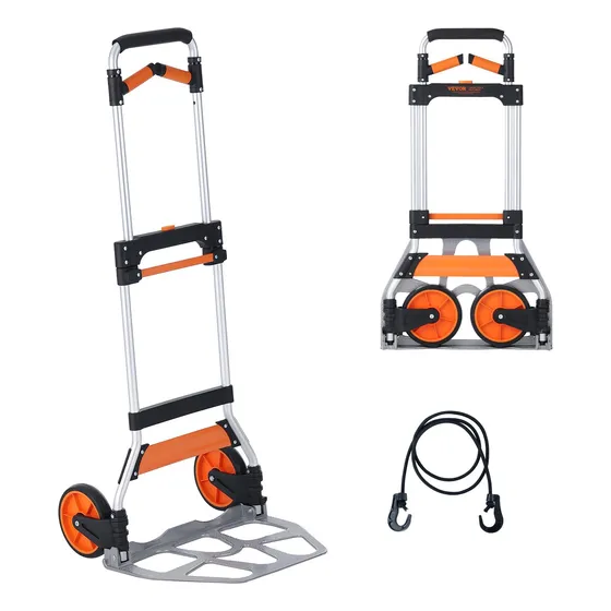 Carrito De Mano Plegable Vevor De Aluminio Con Capacidad Par
