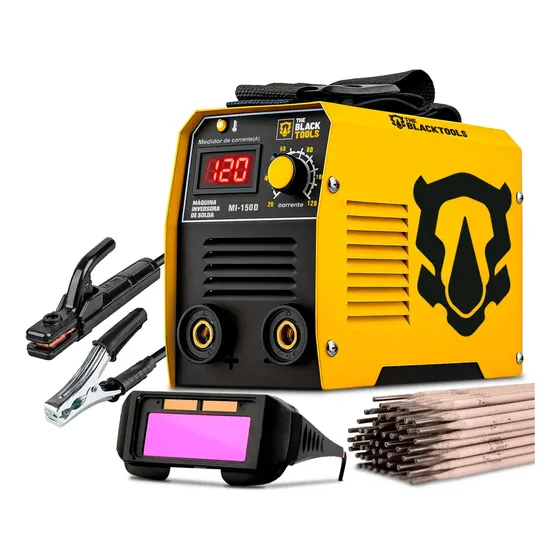 Máquina Inversora De Solda Mma Mi150d 120a Com Eletrodo E Óculos The Black Tools
