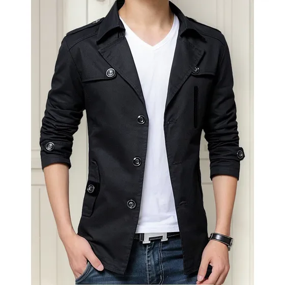 Saco Blazer Estilo Gabardina Slim Fit Casual Formal Elegante