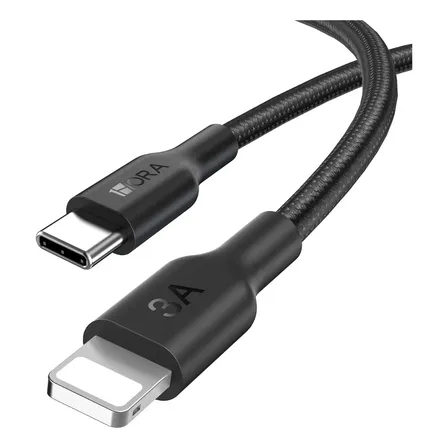 Cable Usb-c A Ip De Carga Rápida 1hora Para iPhone Y iPad, De Nailon Negro De 1 M Negro-1