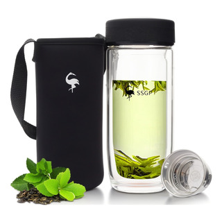 Botella De Vidrio Doble Pared Portátil, Termos Infusor De Té Botella De Vidrio Doble Pared Portátil, Termos Infusor De Té