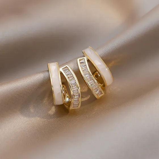 Pendientes De Mujer Elegantes Pendientes Largos De Mujer Galvanizados En Oro De 18 Quilates