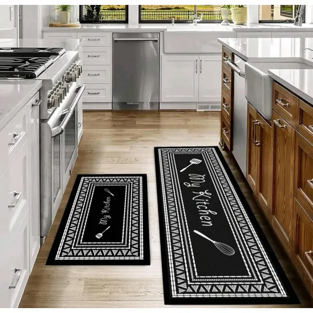 Set De 2 Alfombras De Cocina Antideslizantes Y Absorbentes