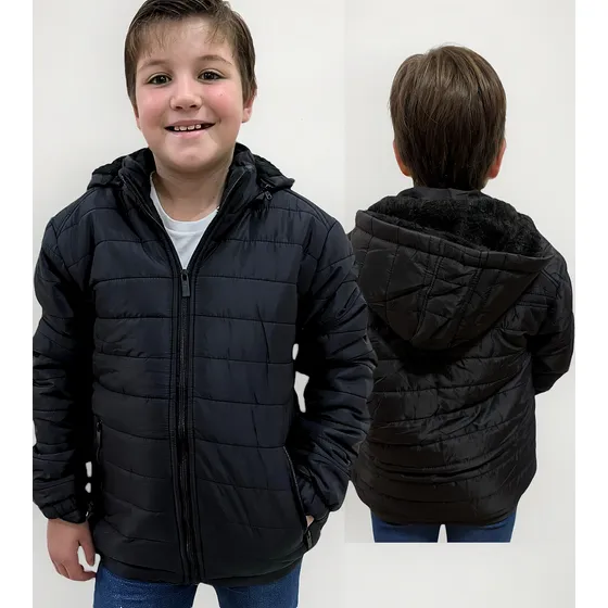 Jaqueta Infantil Puffer Forrada Matelada Com Capuz E Punho
