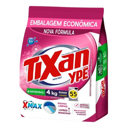 Lava Roupas Em Pó Concentrado Maciez Sachê 4kg Tixan Ypê