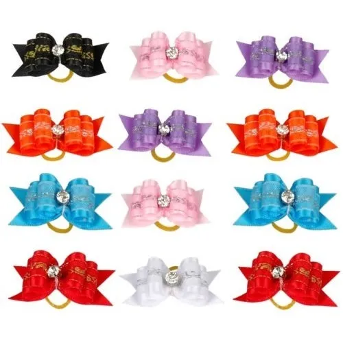 50pcs Perro Pelo Arco Gato Gatito Cachorro Rhinestone Brilla