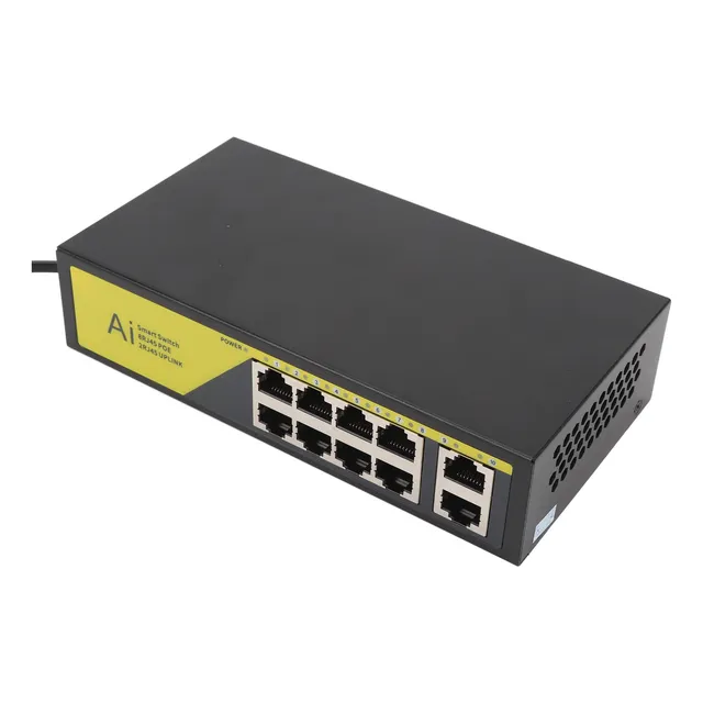 Red Para Cámara De Seguridad Ai Poe, 8 Puertos Poe Y 2 Uplin